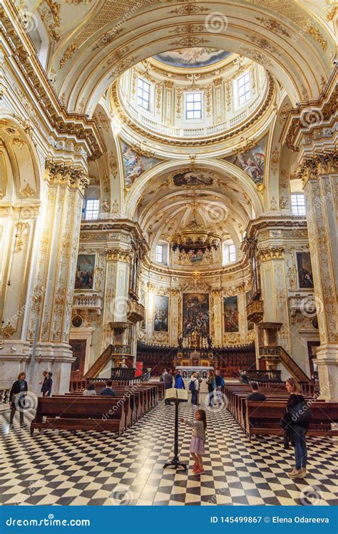 Interior of Bergamo Cathedral or Duomo Di Bergamo, Cattedrale Di Sant`Alessandro in Upper Town ...