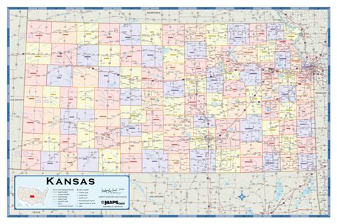 Kansas Counties Wall Map | Maps.com.com