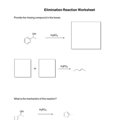 Solved Elimination Reaction Worksheet Provide the missing | Chegg.com