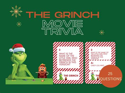 Christmas Movie Trivia the Grinch Christmas Party Game Printable Trivia Game Digital Download ...