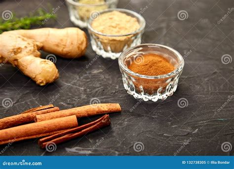 Fresh and Dried Seasoning Herbs and Spices Stock Image - Image of ...