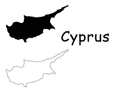 Map of Cyprus Cyprus Map Black and White Detailed Solid - Etsy