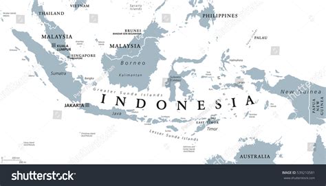 Indonesia Political Map Capital Jakarta Islands Stock Vector (Royalty ...