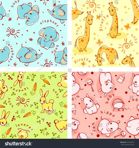 Set Kids Wallpaper Background Wild Cute Stock Vector (Royalty Free) 292468232 | Shutterstock