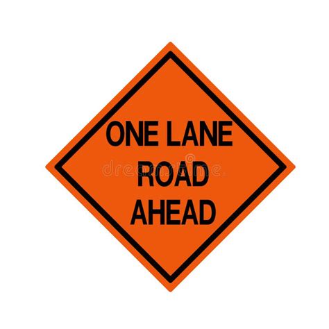 One Lane Road Ahead Traffic Road Sign , Vector Illustration Isolate on White Background Icon ...