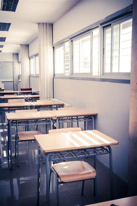 Empty School Classroom with Chairs and Desks Stock Image - Image of blank, college: 253652603