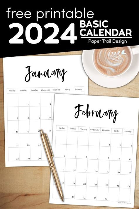 2024 Free Printable Monthly Calendar | Paper Trail Design | Free ...