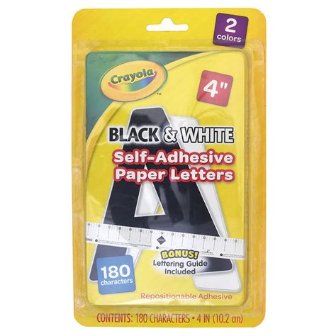 TeachersParadise - Crayola® Self-Adhesive Paper Letters, Black & White, 4", 180 Characters ...