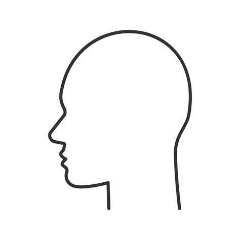 User linear icon. Human head. Thin line illustration. Profile contour symbol. Man face side view ...