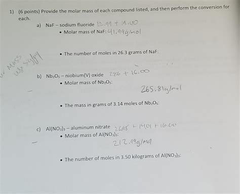 Solved I understood how to get the molar mass of the three | Chegg.com