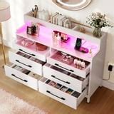 Dextrus 6 Drawer Dresser for Bedroom, Double Dressers & Chests with LED ...