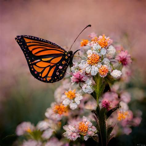 Premium Photo | Butterfly flying among flowers