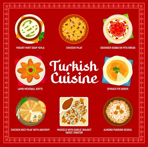 Turkish cuisine menu food and restaurant meals 11865151 Vector Art at ...