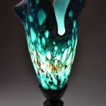 Lucas Krenzin – Fused Glass Art » Steel blue table lamp