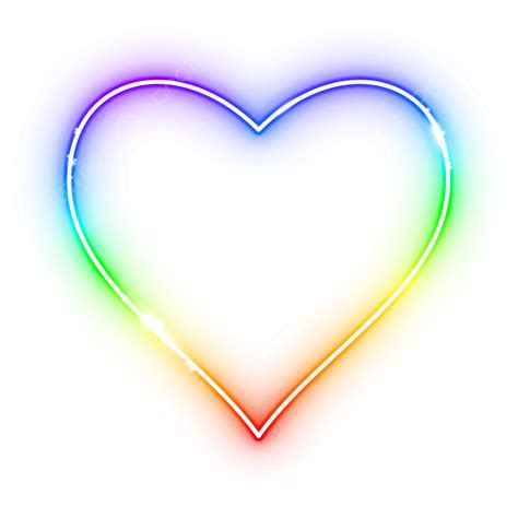 Neon Rainbow Heart Shape, Neon Heart, Heart, Love PNG and Vector with ...