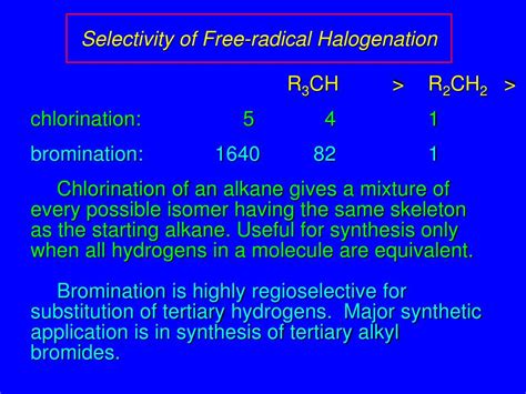 PPT - Free Radical Reactions Halogenation of Alkanes PowerPoint Presentation - ID:1893808