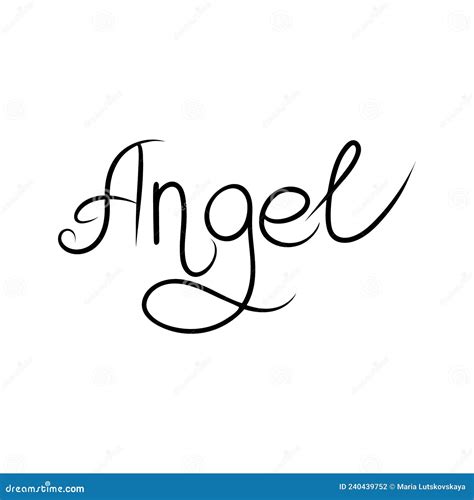 Angel. Hand Drawn Calligraphy, Black Letters Isolated on White ...