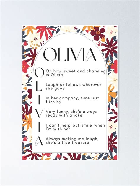 "Hippy Design - Olivia Acrostic Poem" Poster for Sale by ...