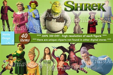 Shrek Clipart 40 PNG 300 Dpi Shrek clip art Shrek png | Etsy