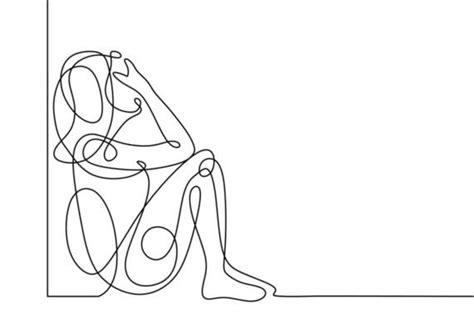 Stressed woman continuous line drawing 3276182 Vector Art at Vecteezy