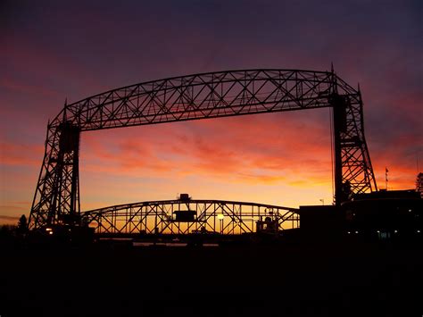 Duluth Harbor Lift Bridge at Sunset | Aerial lift, Favorite places, Duluth