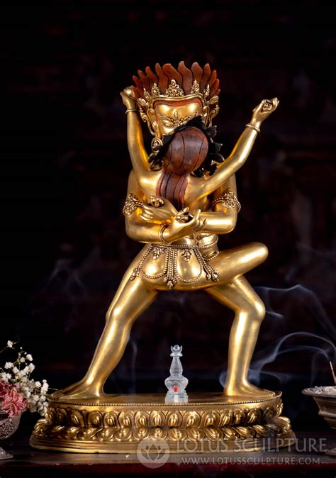 SOLD Masterpiece 24 Karat Gold Gilded Cakrasamvara in Sexual Union with Vajrayogini Tantric ...