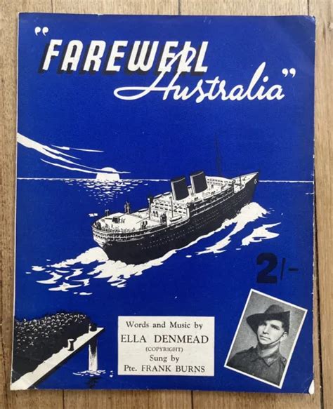 VINTAGE FAREWELL AUSTRALIA Sheet Music ELLA DUNMEAD Rare WW2 Frank ...