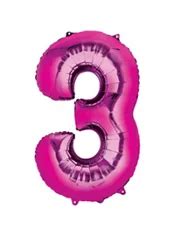 Giant Bright Pink Number 3 Balloon 20in x 34in - Party City