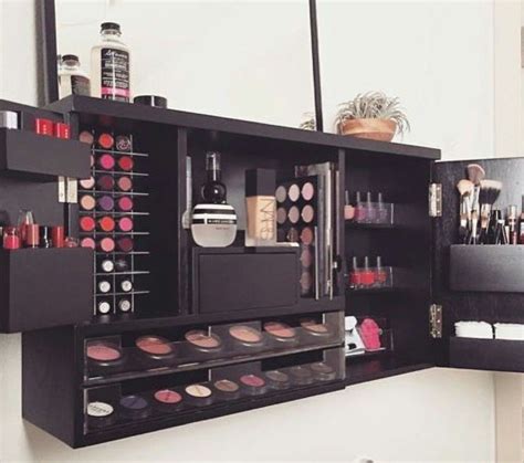 @fashion.gram1 | Wall mounted makeup organizer, Makeup organization vanity, Makeup organization