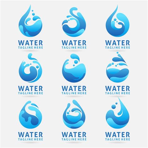 Premium Vector | Collection of water logo design with splash effect
