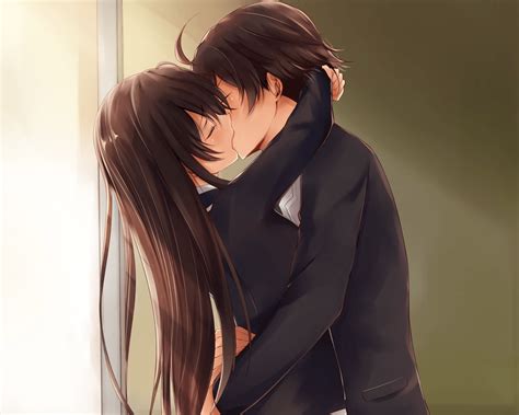 Cute Couple Anime Kiss Pocky Wallpapers on WallpaperDog