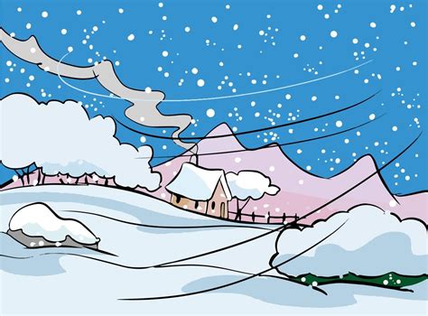 paisaje de invierno con vector de dibujos animados de pequeño ...