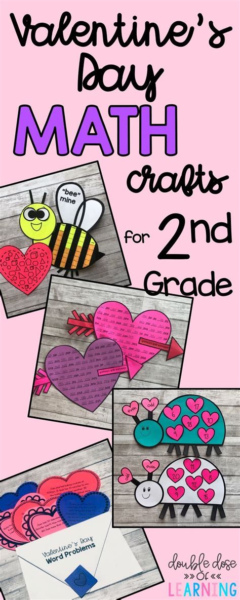 valentine's day math crafts for 2nd grade with pictures of hearts and bees on them