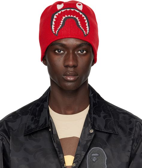 BAPE Red 2nd Shark Knit Beanie A Bathing Ape