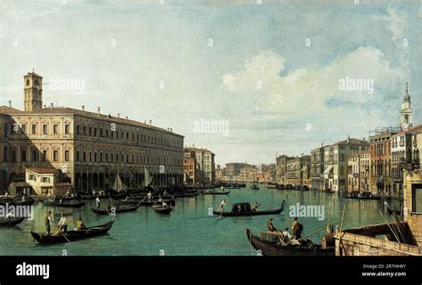 The Grand Canal,seen from the Rialto Bridge painted by the Venetian ...