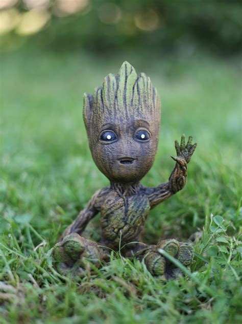 Cute Waving Baby Groot Figure Avengers Infinity war Marvel Guardians of the Galaxy 3D printed ...