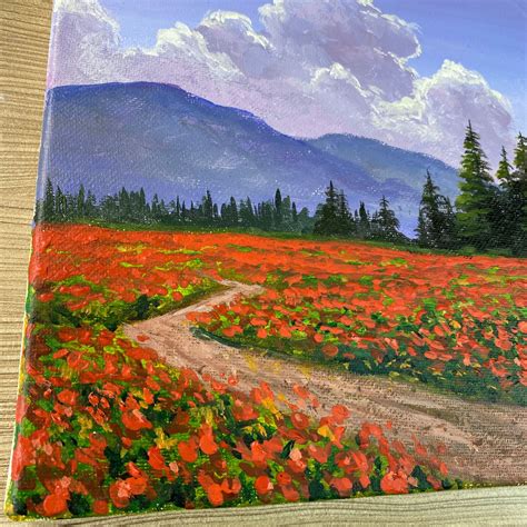 Acrylic Painting Rose Field Landscape original Painting - Etsy