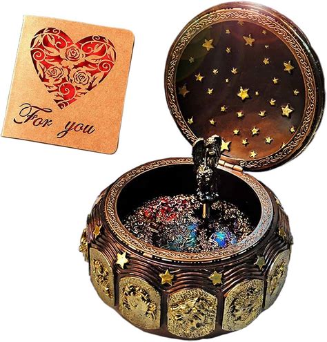 Vintage Music Box with Constellations Rotating Goddess LED Lights ...