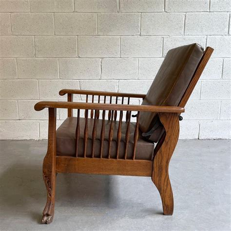 Craftsman Oak and Leather Recliner Armchair at 1stDibs