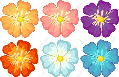 six different colored flowers on a white background stock photo - 547982