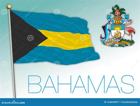 Bahamas Official National Flag with Coat of Arms Stock Vector ...