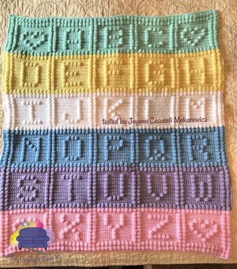 Alphabet Baby Afghan Bobble Stitch Crochet Pattern, Written Row by Row, Color Counts, Instant ...