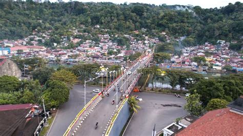 Aerial View of Sunrise Scenery from the Siti Nurbaya Bridge, Jembatan Siti Nurbaya Padang, West ...