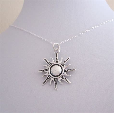 Sterling silver SUN pendant charm with necklace by elisdesigns