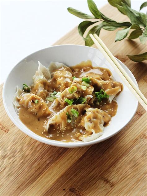 Pork Dumplings with Spicy Peanut Sauce Recipe - Couple Eats Food