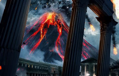 Wallpaper ash, fire, the volcano, the eruption, lava, columns, antique ...