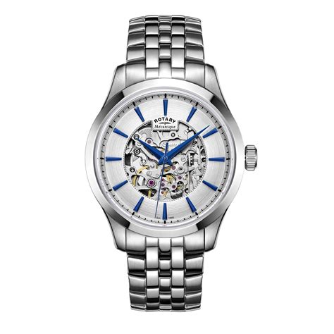 Rotary Watches Mens Steel Rotary Automatic Skeleton Watch - Mens from ...