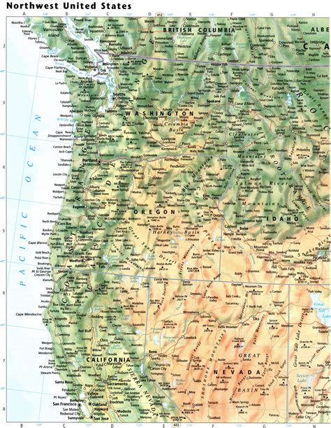 Northwest United States map with cities, Northwest USA map physical ...