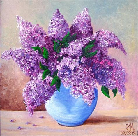 Lilac Painting by Nina Mitkova