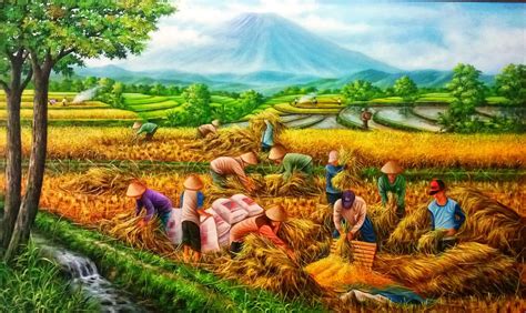 Contoh Lukisan Pemandangan Sawah Padi Yang Mudah Diti Vrog – NBKomputer